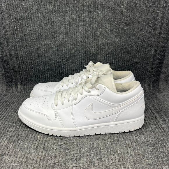 Nike Air Jordan 1 Low Triple White Leather Shoes Mens Size 14 553558-136 main image 4